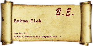 Baksa Elek névjegykártya