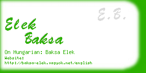 elek baksa business card